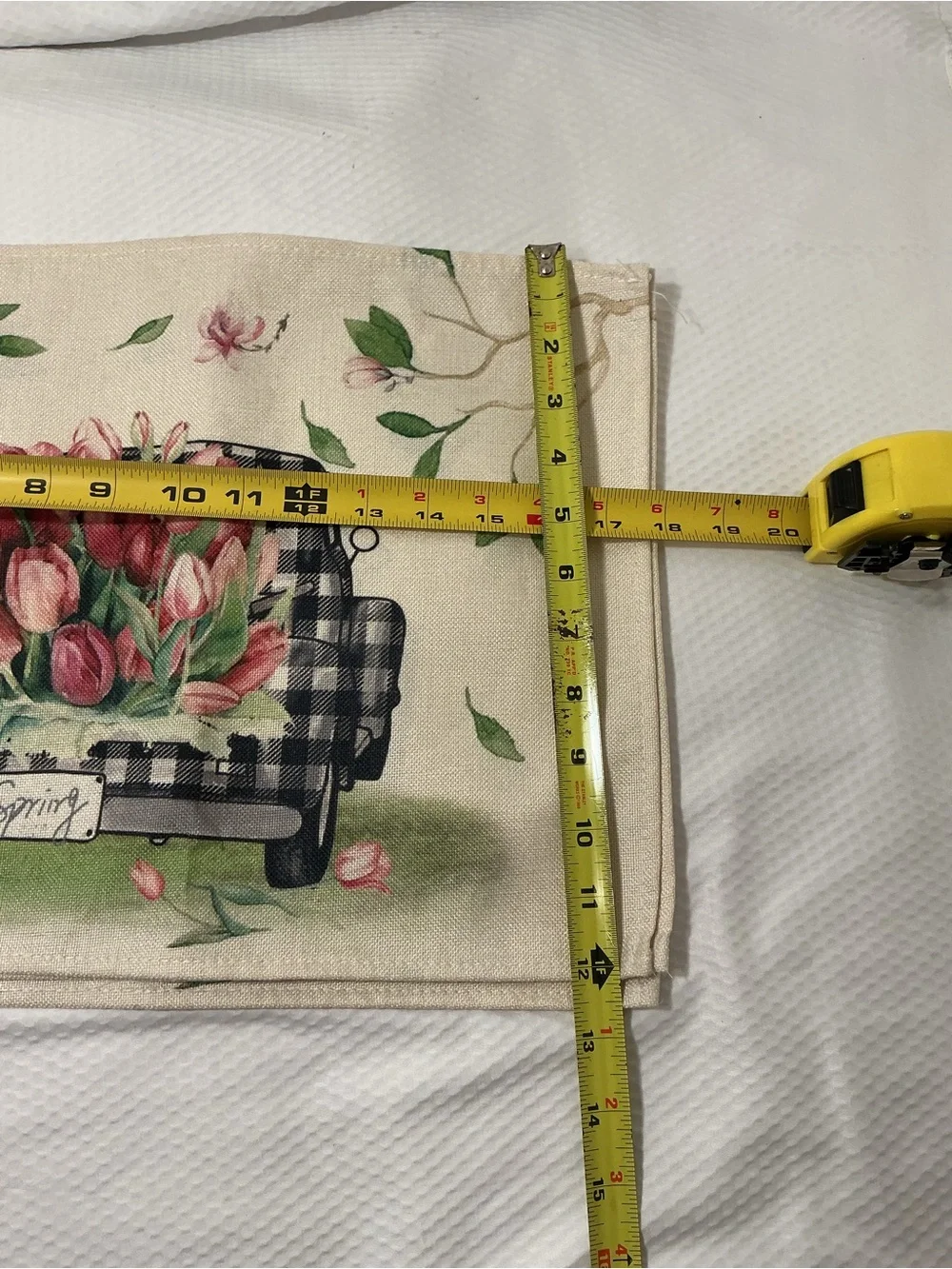 Spring Tulip Truck Decorative Kitchen Towel - Cream